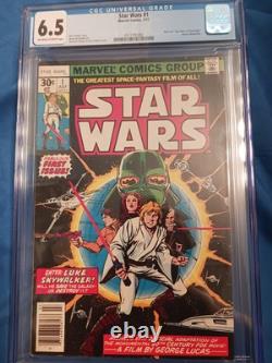 1977 Marvel Star Wars #1 CGC 6.5 NEWSSTAND 1st Luke Skywalker Leia Darth Vader 1977 Marvel Star Wars #1 CGC 6.5 NEWSSTAND 1st Luke Skywalker Leia Darth Vader