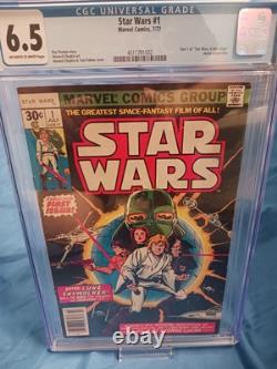 1977 Marvel Star Wars #1 CGC 6.5 NEWSSTAND 1st Luke Skywalker Leia Darth Vader 1977 Marvel Star Wars #1 CGC 6.5 NEWSSTAND 1st Luke Skywalker Leia Darth Vader