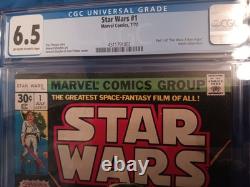 1977 Marvel Star Wars #1 CGC 6.5 NEWSSTAND 1st Luke Skywalker Leia Darth Vader 1977 Marvel Star Wars #1 CGC 6.5 NEWSSTAND 1st Luke Skywalker Leia Darth Vader