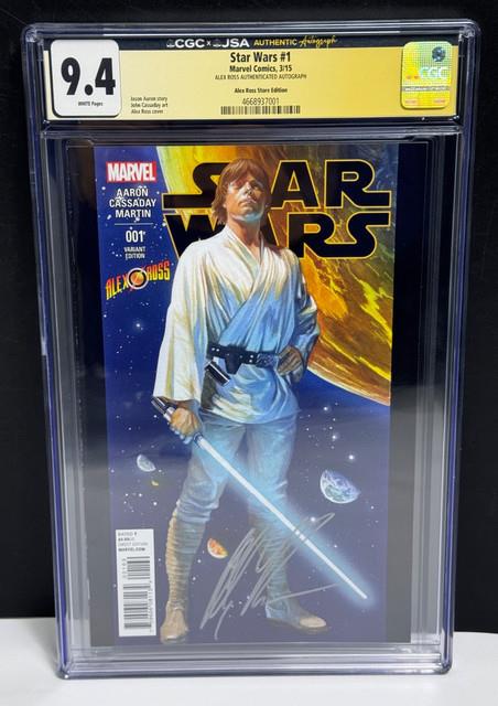 2015 Star Wars #1 Alex Ross Signed Variant Cover Marvel Comics / Cgc 9.4 Nm
