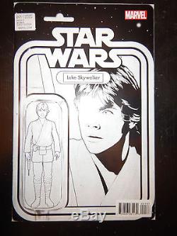 C2E2 Star Wars 1 Luke Skywalker Action Figure B&W Sketch Variant AMAZING