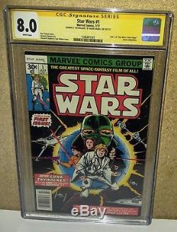 CGC 8.0 SS Mark Hamill signed Inscribed Skywalker Star Wars 1 White Pages 1977