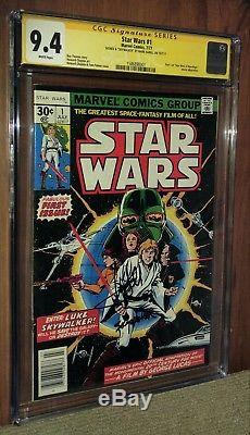 CGC 9.4 SS Mark Hamill signed Inscribed Skywalker Star Wars 1 White Pages 1977