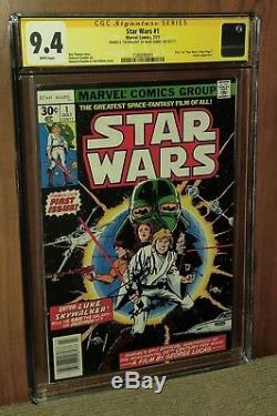 CGC 9.4 SS Mark Hamill signed Inscribed Skywalker Star Wars 1 White Pages 1977