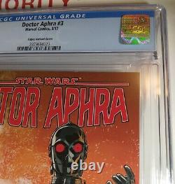 CGC DOCTOR APHRA #3 LOPEZ 125 DROIDS VARIANT? 1st MAGNA TOLVAN Star Wars