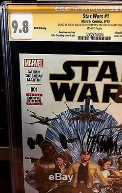 Carrie Fisher Signed Star Wars #1 Error 6th Print 9.8 Cgc 3 Leia, Bulloch, Prowse