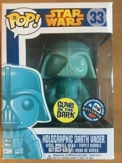 Funko Pop Star Wars 33 Holographic Darth Vader GITD Dallas Comic Con Exclusive