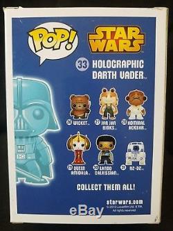 Funko Pop Star Wars Holographic Darth Vader #33 GITD Dallas Comic Con Blue Box