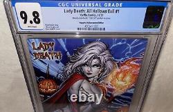 $$ Lady Death All Hallows Evil #1 CGC 9.8 N Hallowqueen Edition 182/250 MInty $$