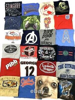 Lot of 70 Vintage/Retro/NEW Graphic T-Shirts Sports Movie Comic Book Video Game
