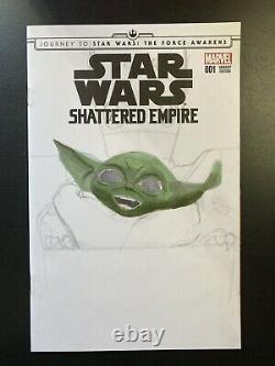 Marvel Comics Star Wars #1 sketch Blank cover Mandalorian The Child Baby Yoda IG