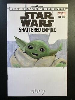 Marvel Comics Star Wars #1 sketch Blank cover Mandalorian The Child Baby Yoda IG