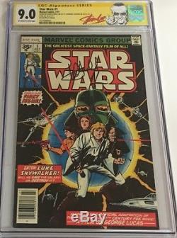 Marvel Star Wars #1 35 Cent Variant Signed by Stan Lee & Mark Hamill CGC 9.0 SS