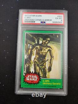 PSA 6 EX-MT Grade 1977 Star Wars C-3PO (Anthony Daniels) #207 Error Topps Card PSA 6 EX-MT Grade 1977 Star Wars C-3PO (Anthony Daniels) #207 Error Topps Card