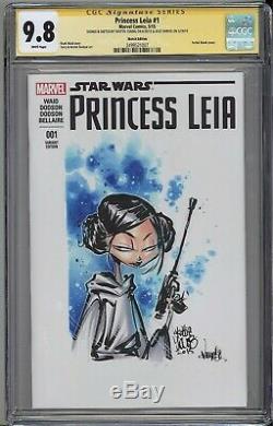 Princess Leia #1 CGC SS 9.8 Skottie Young original art sketch Star Wars MARVEL