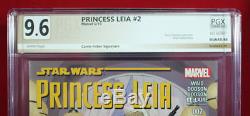 Princess Leia #2 PGX (not CGC) 9.6 NM+ signed CARRIE FISHER with flair