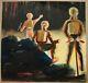 Russian Ukrainian Soviet Painting Space Star Wars Art Comic Spaceman Rare 1958 Y