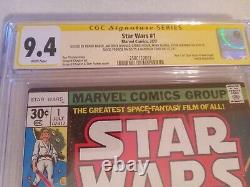 STAR WARS #1 (1977) CGC 9.4 CAST SIGNED x7 FORD, FISHER, HAMILL