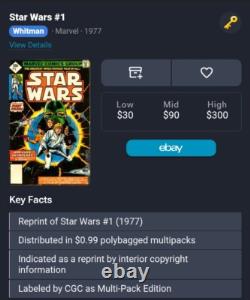 STAR WARS #1 1977 WHITMAN MULTI-PACK VARIANT Polybagged. 99 No REPRINT ON COVER