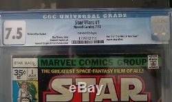 STAR WARS #1 35 cent variant CGC 7.5 MEGA KEY GRAIL OW Pages 1977
