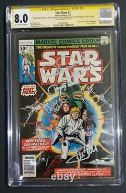 STAR WARS #1. CGC 8.0 SS 6x Signed? CARRIE FISHER, MARK HAMILL, MAYHEW +3.1977