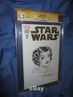 STAR WARS #1 CGC 9.8 SS Signed/Original Art Sketch Amanda ConnerCarrie Fisher