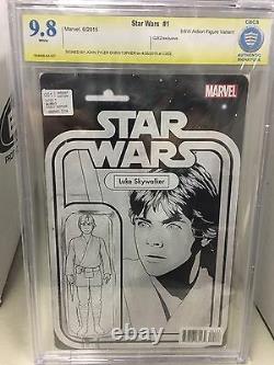 STAR WARS #1 Luke B&W Sketch Variant C2E2 RARE CBCS SS 9.8 Figure Variant JTC