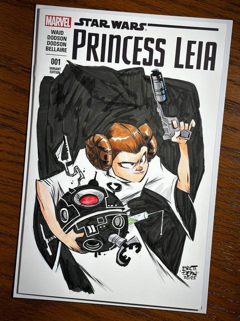 Star Wars #1 Princess Leia Sketched Signed By Brett Bean At Megacon Orlando 2025