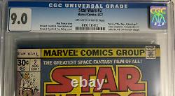 STAR WARS #2 Cgc 9.0 Newsstand 1st APPEARANCE Jabba Hutt TV OWW Pages