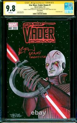Signed Cgc Rupert Friend Grand Inquisitor Sketch Star Wars Vader Down #1 9.8