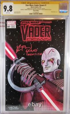 Signed Cgc Rupert Friend Grand Inquisitor Sketch Star Wars Vader Down #1 9.8