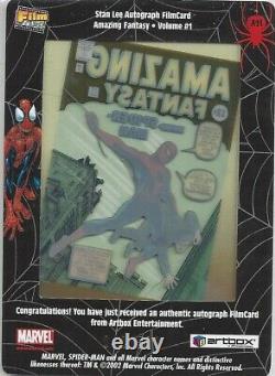 Spider-Man FilmCardz Stan Lee Autograph Card A11 Case Topper Artbox 2002