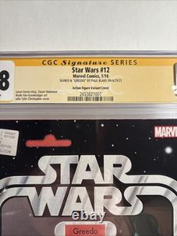 Star Wars #12 CGC 9.8 SIGNED BY GREEDO PAUL BLAKE JTC ACTION FIGURE VARIANT