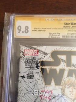 Star Wars #1CGC 9.8 SSSIGNED x6 Stan Lee+5 Colored Inscribed 1500 QUESADA