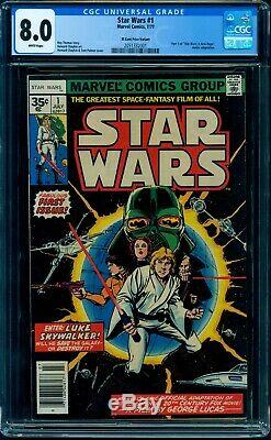 Star Wars #1 (1977) Super RARE 35 Cent Variant! CGC 8.0 WHITE Pages! Holy Grail