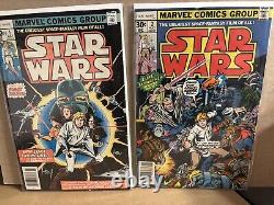 Star Wars #1, #2. 1st Print Marvel 1977 See Pics. Ink Back cover