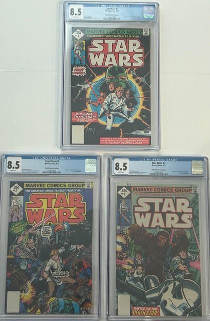 Star Wars 1, 2, 3 Cgc 8.5 1977- Whitman Reprints 1st App Luke, Han, & More