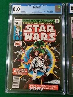 Star Wars #1,2,5 CGC 8.0/8.5/8.0 1977 Marvel Star Wars A New Hope 1st Obi Wan