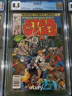 Star Wars #1,2,5 CGC 8.0/8.5/8.0 1977 Marvel Star Wars A New Hope 1st Obi Wan
