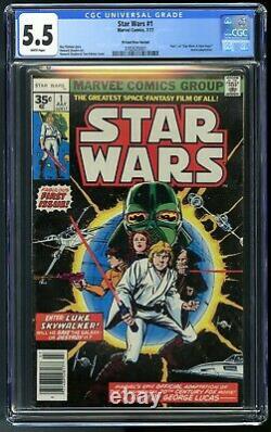 Star Wars #1 35 Cent Price Variant (0.35) CGC 5.5 White Pages (Marvel, 1977)