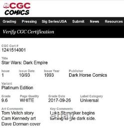 Star Wars 1-6 1993 Dark Empire Platinum Limited Edition CGC 9.6/9.8 FreeShipping