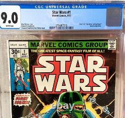 Star Wars #1 CGC 9.0 CRISP WHITE PAGES 1ST PRINTING 1977 Marvel 4 AVAIL ALL WHT