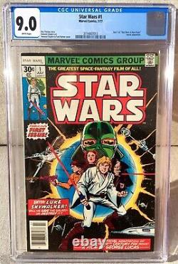 Star Wars #1 CGC 9.0 CRISP WHITE PAGES 1ST PRINTING 1977 Marvel 4 AVAIL ALL WHT