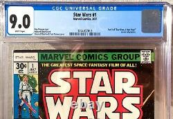 Star Wars #1 CGC 9.0 CRISP WHITE PAGES 1ST PRINTING 1977 Marvel 4 AVAIL ALL WHT