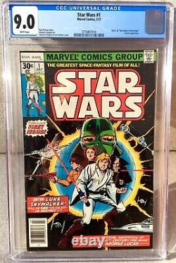 Star Wars #1 CGC 9.0 CRISP WHITE PAGES 1ST PRINTING 1977 Marvel 4 AVAIL ALL WHT