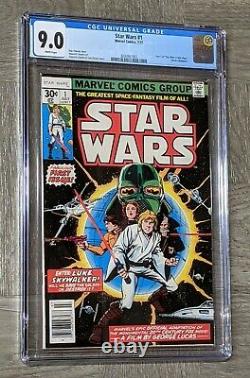 Star Wars #1 CGC 9.0 Marvel Comics 1977 1st Print White Pages New Hope 1st Luke