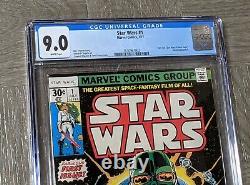 Star Wars #1 CGC 9.0 Marvel Comics 1977 1st Print White Pages New Hope 1st Luke