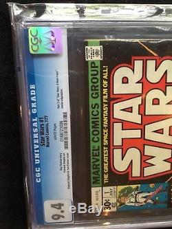 Star Wars #1 CGC 9.4 (Jul 1977, Marvel). 1st Print! A New Hope. White Pages