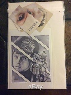 Star Wars 1 Darth Vader Blank Variant Boba Fett Sketch Original Art By Padlo
