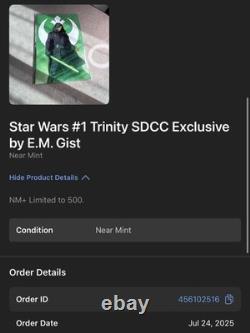 Star Wars #1 E. M. Gist Sdcc Luke Skywalker Green Rebel Symbol Virgin Ltd 500 Nm